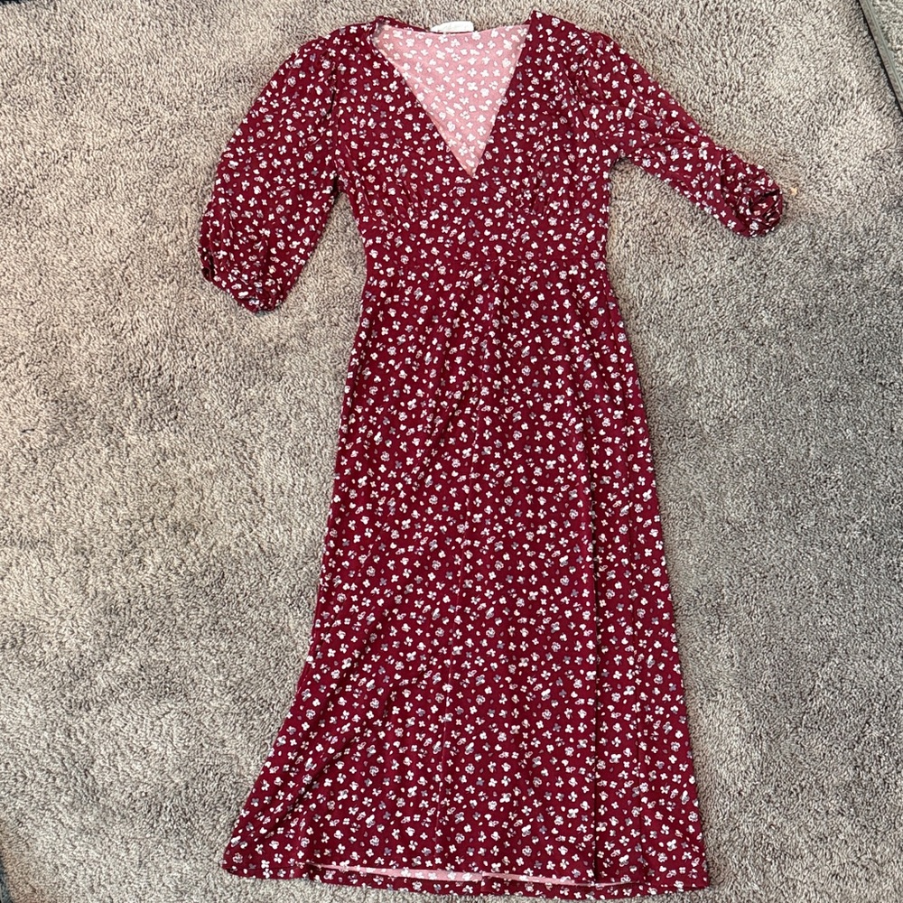All in Favor Burgundy Floral Maxi Dress